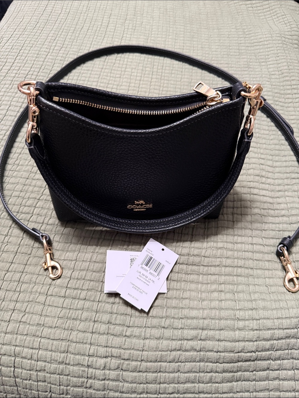 Coach Laurel Small Shoulder Bag in Black Pebbled Leather - Picture 4 of 7
